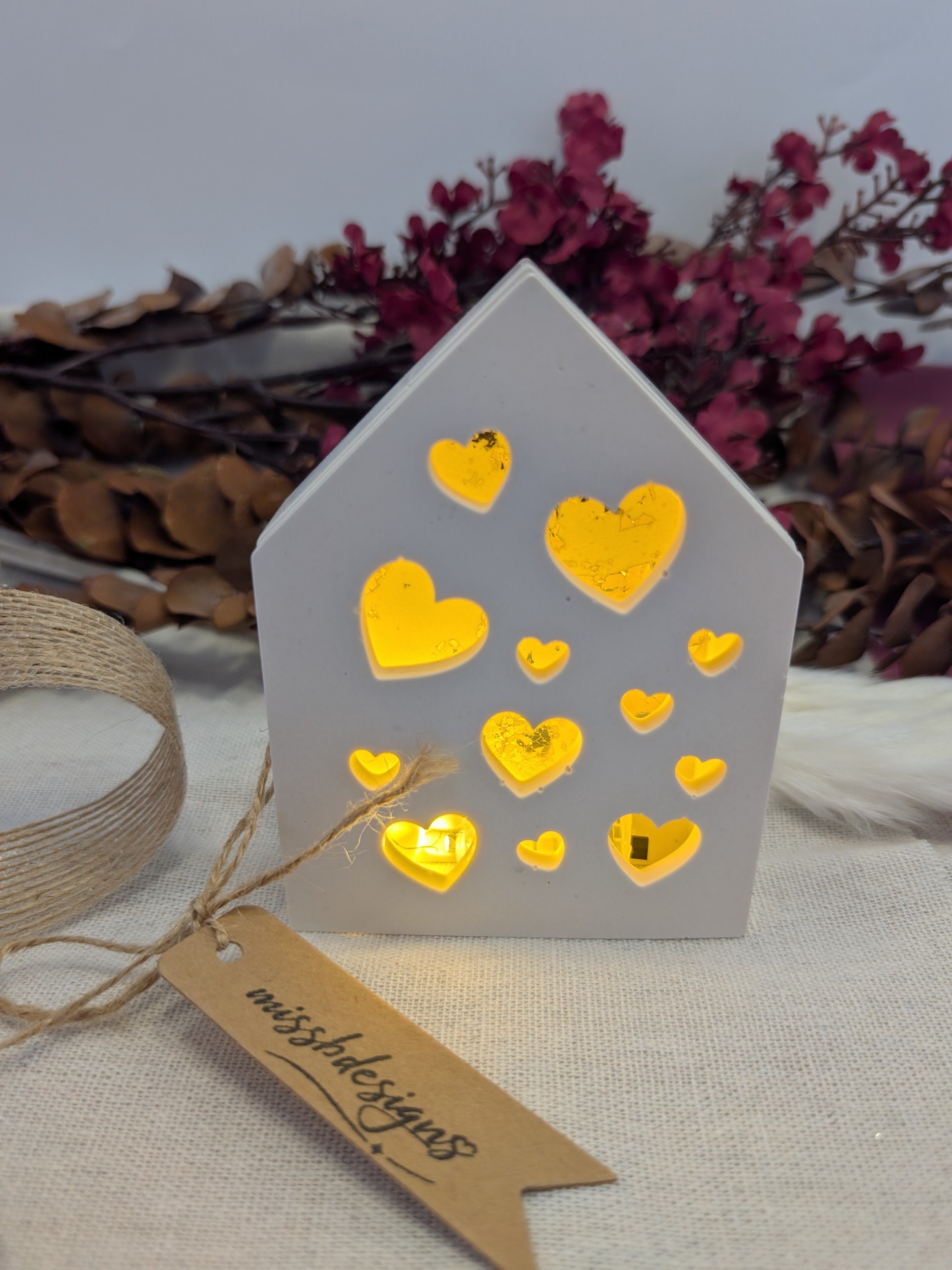 handcrafted eco resin light up silver house christmas decoration ornament