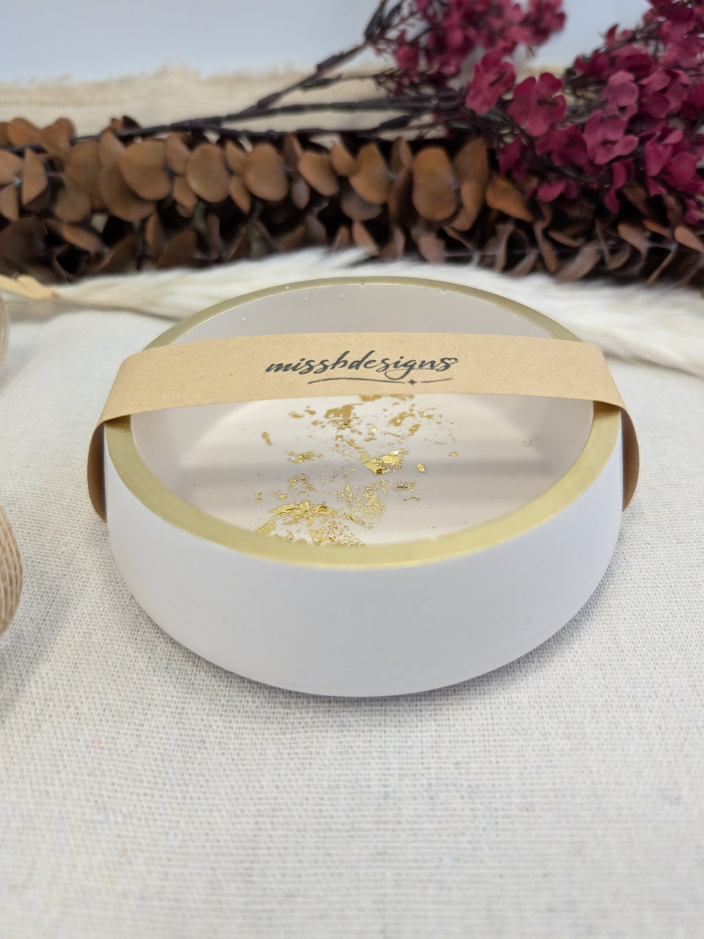 Jesmonite eco resin hand crafted gold foil bowl trinket home decoration