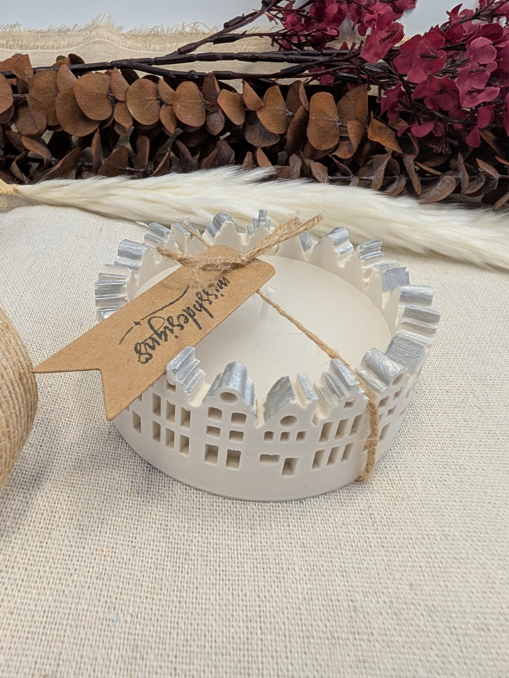 Eco resin jesmonite candle holder soy beeswax candle handcrafted home decoration