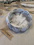 Flower Trinket bowl for home decor made of eco resin jesmonite with a black marbled effect 