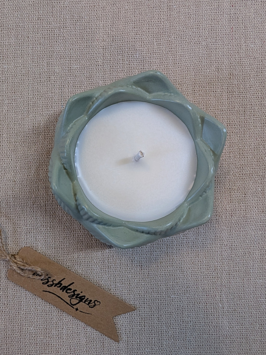 Lotus scented candle made from eco resin  home decor gift sage green handcrafted