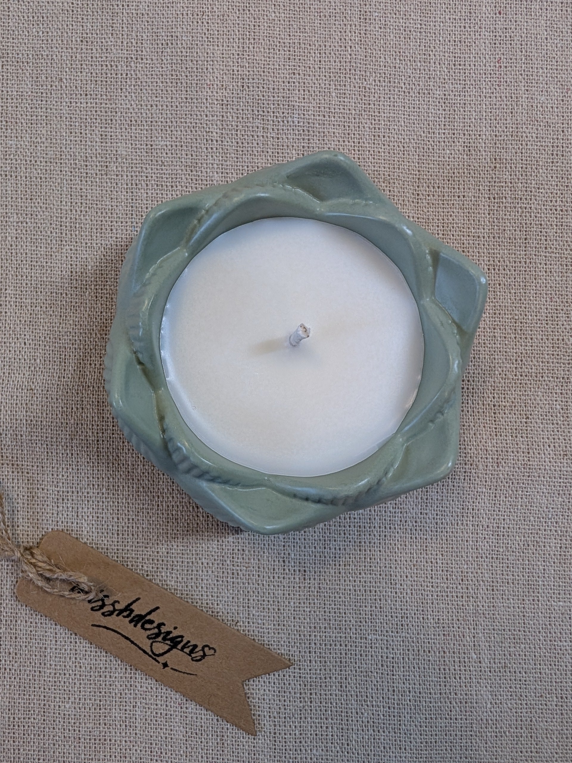 Lotus scented candle made from eco resin  home decor gift sage green handcrafted