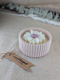 Dusky pink scented candle in handcrafted eco resin container home decor gift