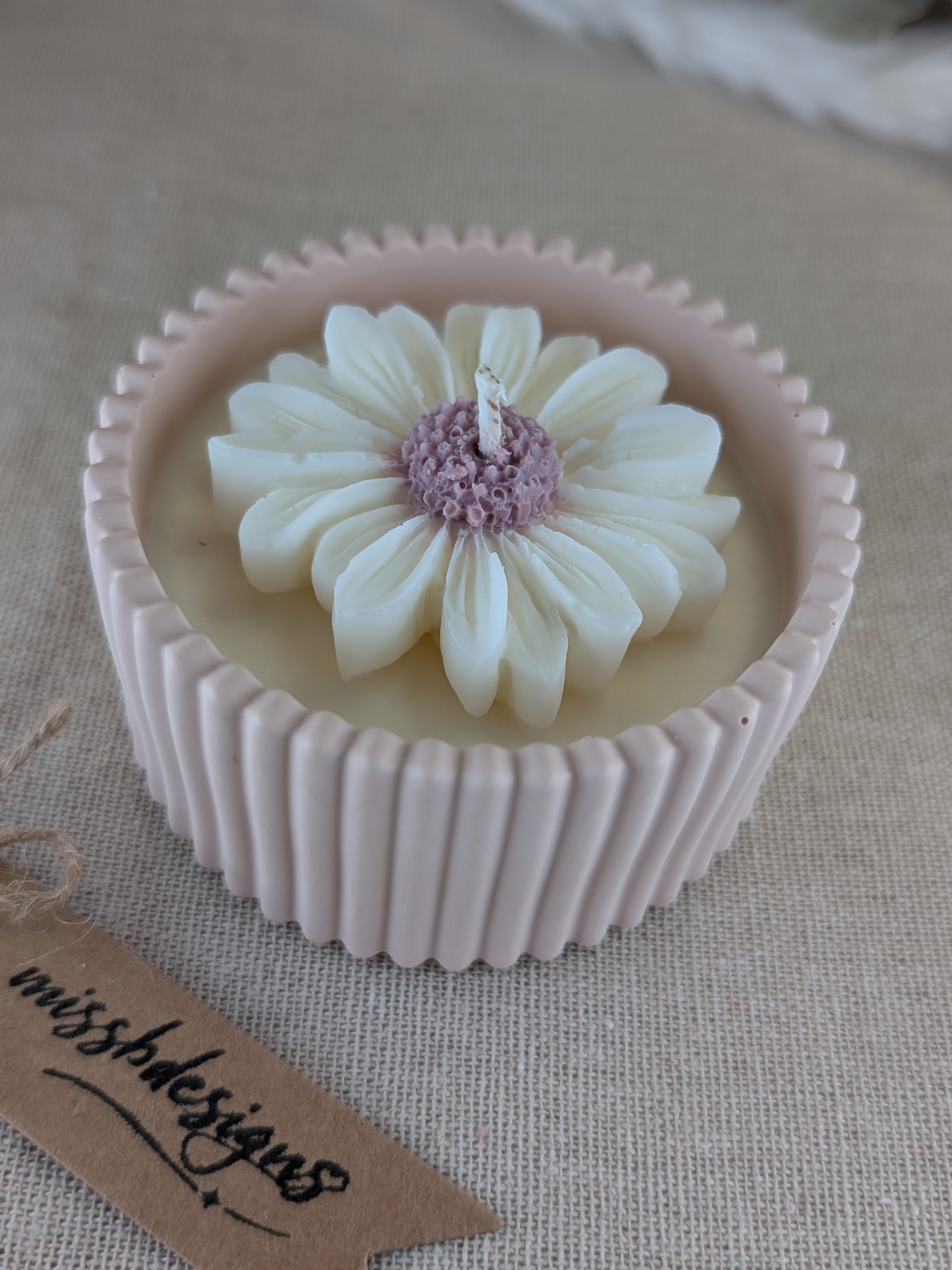 Dusky pink scented candle in handcrafted eco resin container home decor gift
