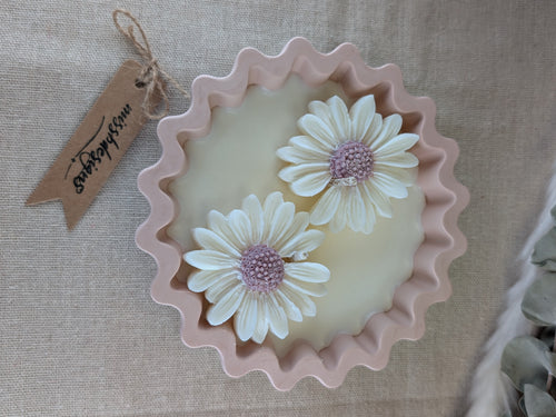 Dusky pink scented candle in handcrafted eco resin container home decor gift