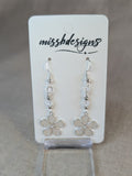 Flower silver 925 drop earring with opal pearl white resin handcrafted gift