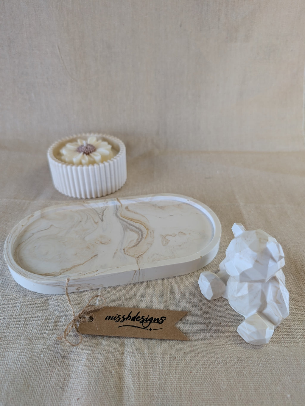 Baby shower new baby teddy and candle gift set in eco resin with soy wax  vanilla scented candle
