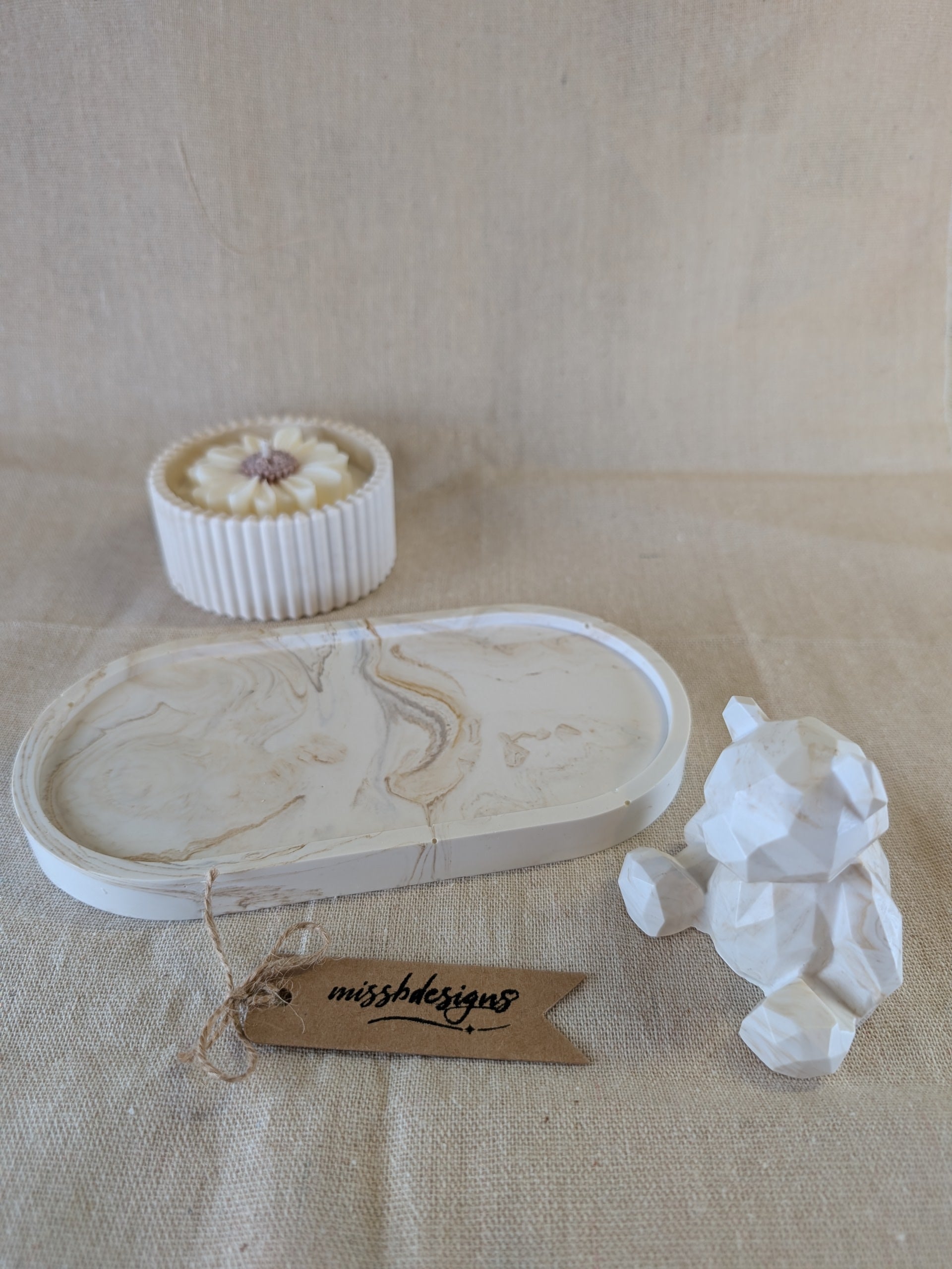 Baby shower new baby teddy and candle gift set in eco resin with soy wax  vanilla scented candle