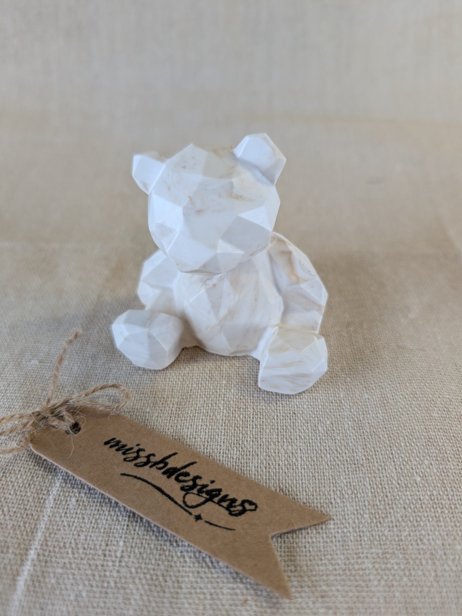 Baby shower new baby teddy and candle gift set in eco resin with soy wax  vanilla scented candle