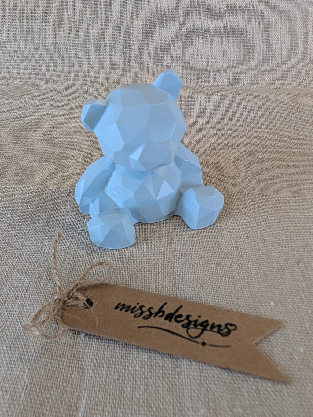 Baby shower new baby teddy and candle gift set in eco resin with soy wax  vanilla scented candle baby blue