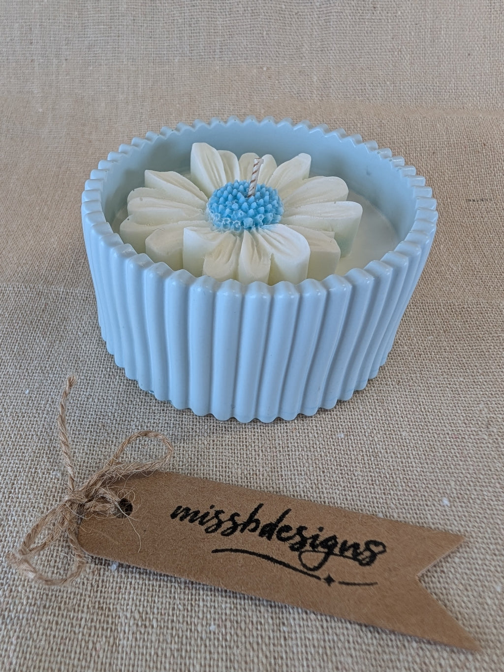 Baby shower new baby teddy and candle gift set in eco resin with soy wax  vanilla scented candle baby blue