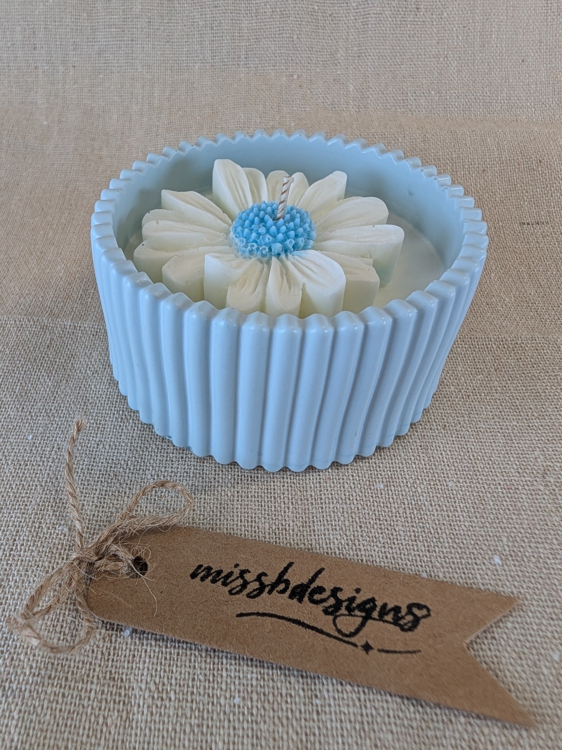 Baby shower new baby teddy and candle gift set in eco resin with soy wax  vanilla scented candle baby blue