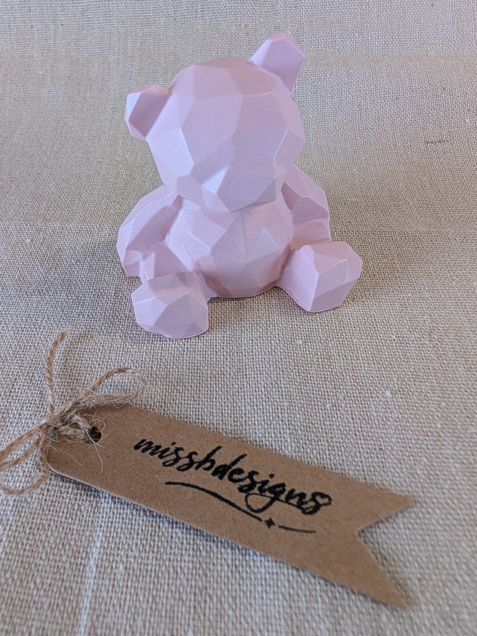 Baby shower new baby teddy and candle gift set in eco resin with soy wax  vanilla scented candle baby pink