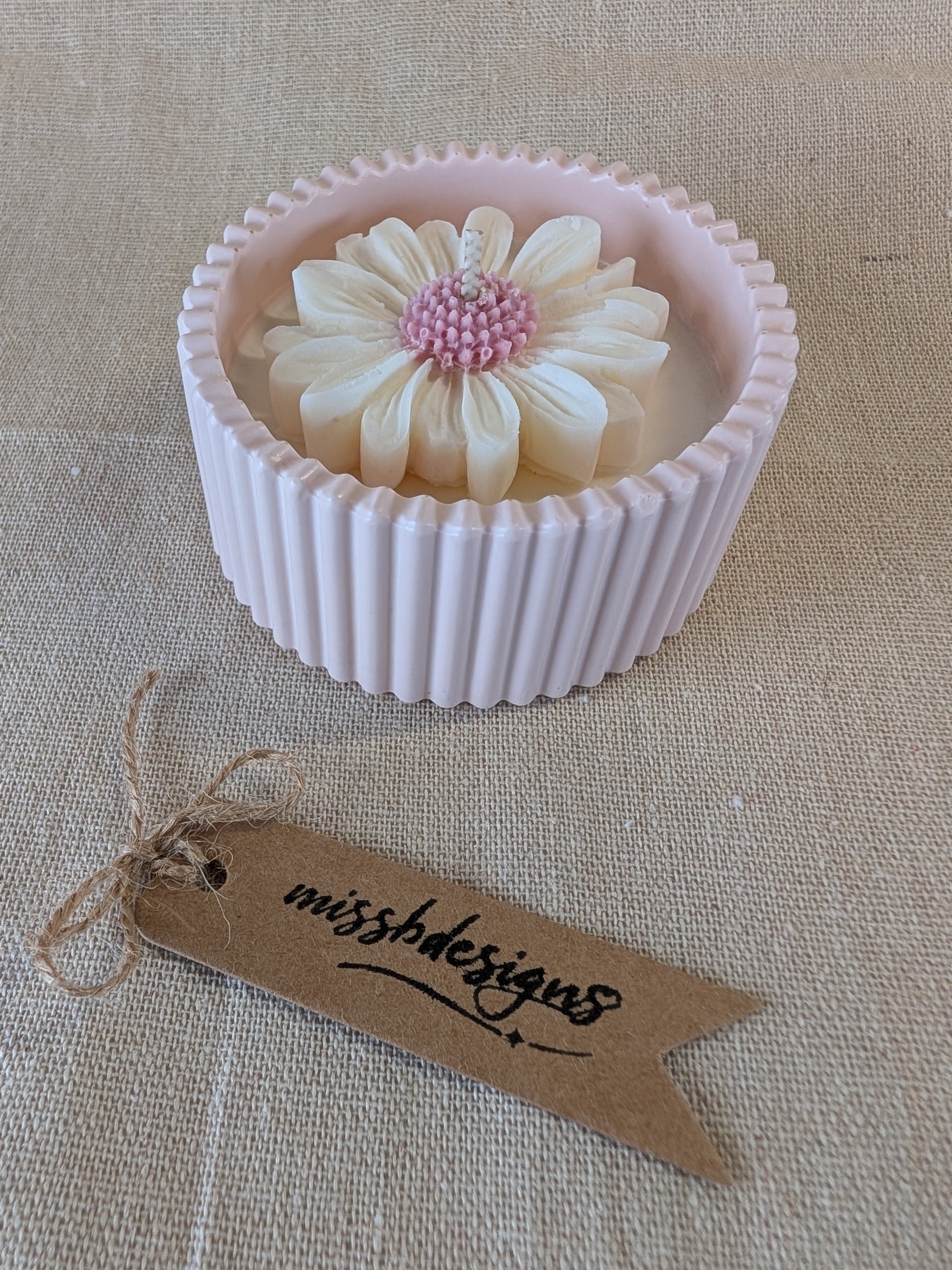 Baby shower new baby teddy and candle gift set in eco resin with soy wax  vanilla scented candle pink