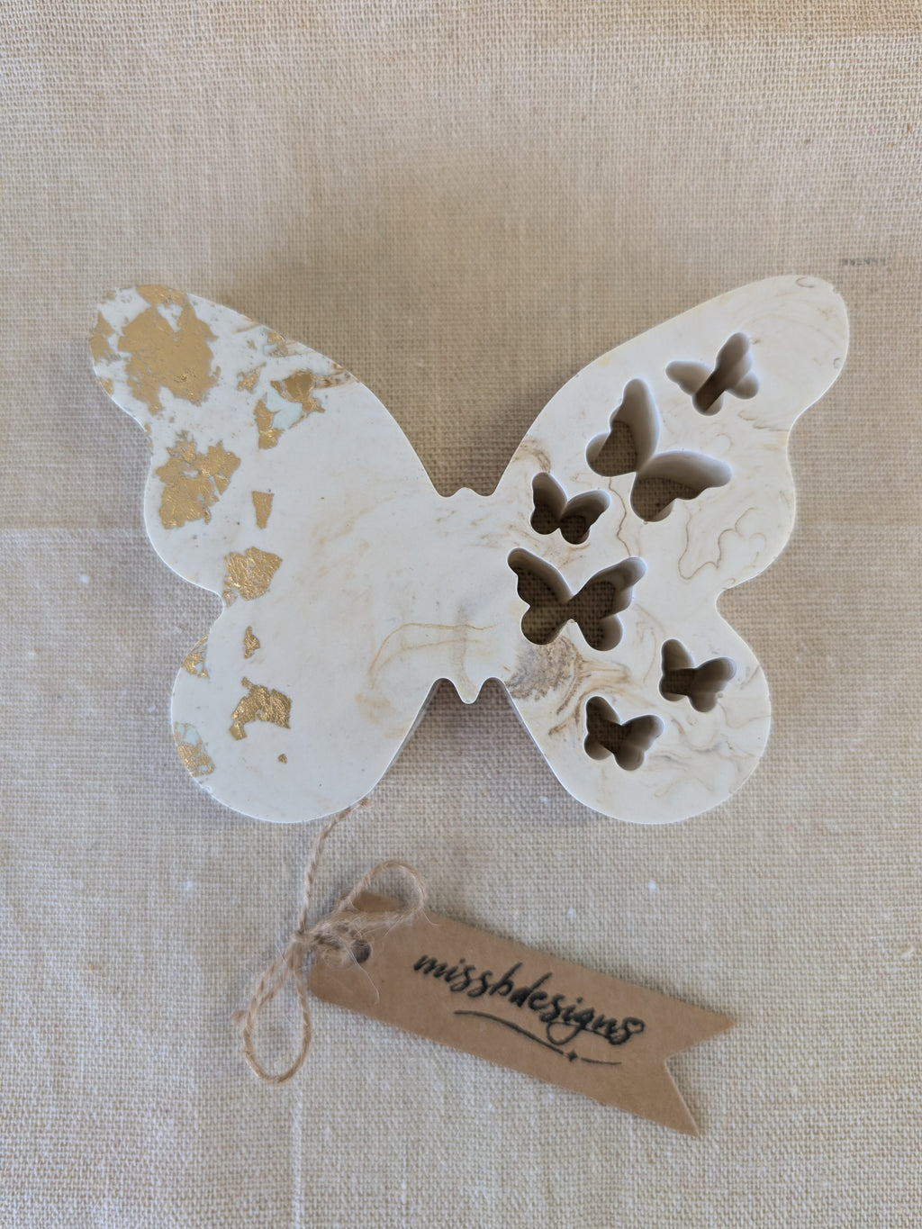 Natural marble effect eco resin Butterfly home decor ornament or gift gold leaf