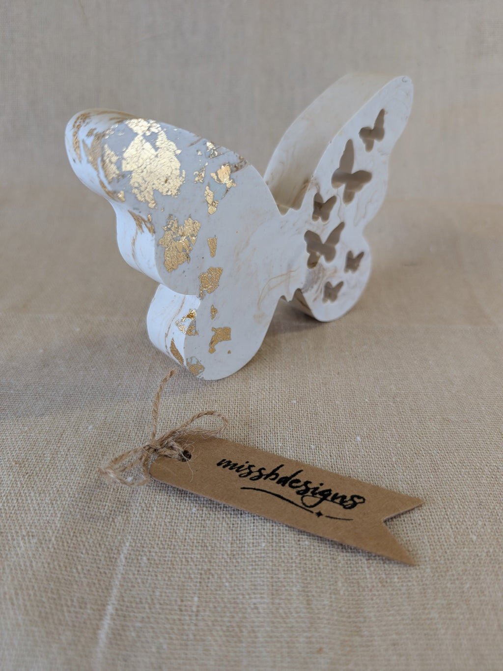 Natural marble effect eco resin Butterfly home decor ornament or gift gold leaf
