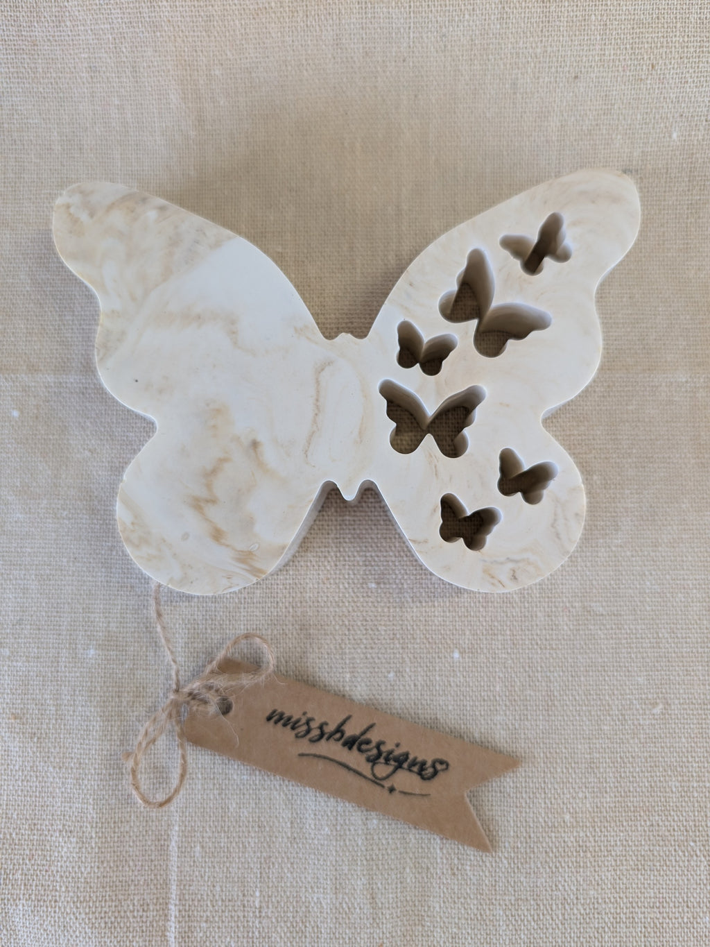 Natural marble effect eco resin Butterfly home decor ornament or gift gold leaf