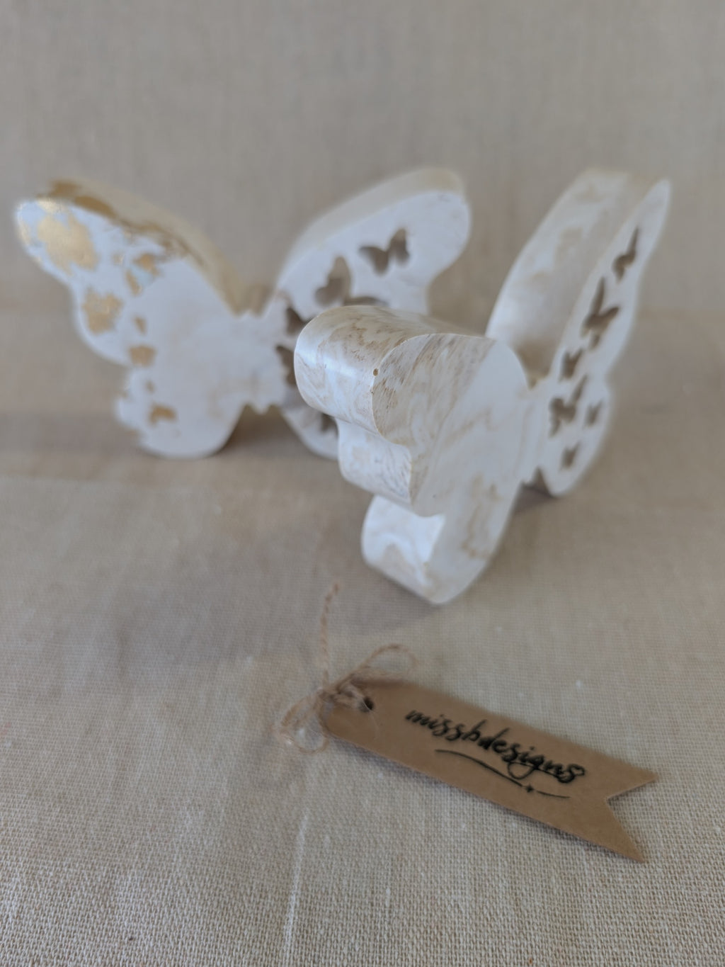 Natural marble effect eco resin Butterfly home decor ornament or gift gold leaf
