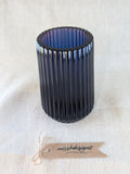 Deep Blue ribbed resin vase toothbrush holder handcrafted
