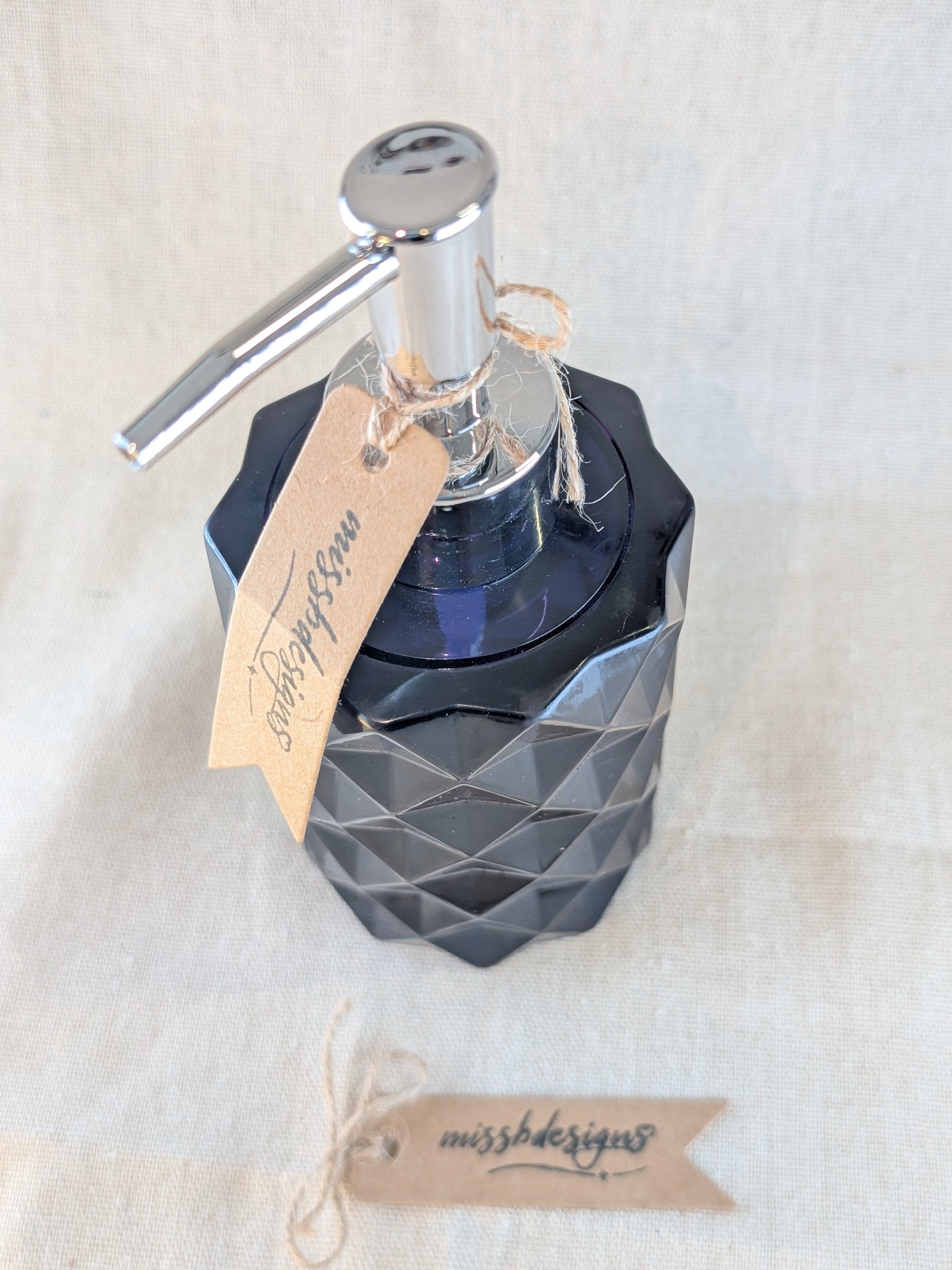 Dark Blue resin soap dispenser pump handcrafted