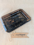 Dark brown coffee and bronze gold flecked soap dish handcrafted from resin