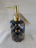 Dark brown and gold handcrafted resin soap dispenser with pump
