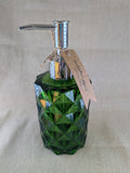 Fern green soap lotion dispenser with chrome pump handcrafted